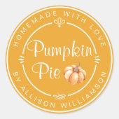 Rustic Homemade Pumpkin Pie Mellow Yellow Ronde Sticker (Voorkant)