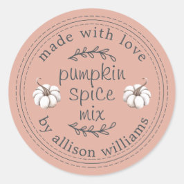 Rustic Homemade Pumpkin Spice Mix Dusty Pink Ronde Sticker