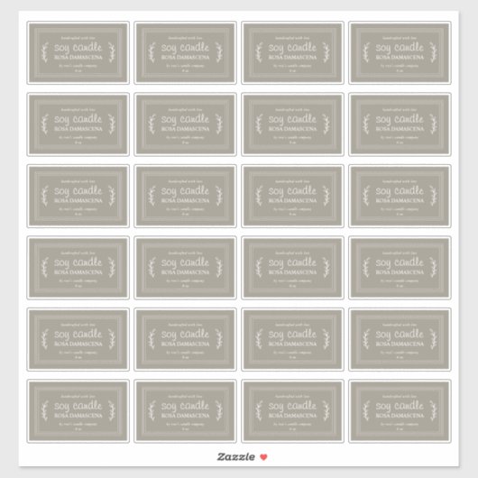 Rustic Homemade Soy Candle Labels 24x grijs (Vel)