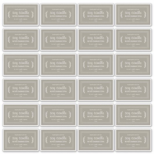 Rustic Homemade Soy Candle Labels 24x grijs (Voorkant)