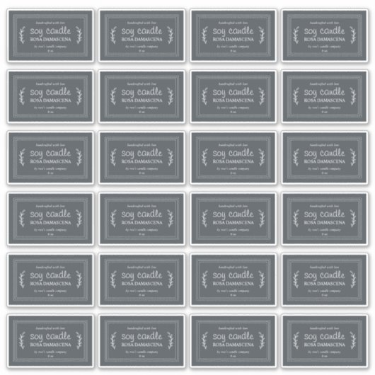 Rustic Homemade Soy Candle Labels 24x off-Black (Voorkant)