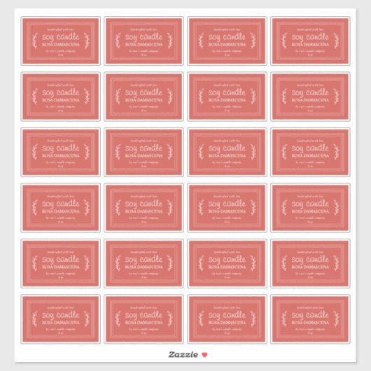 Rustic Homemade Soy Candle Labels 24x Warm Red (Vel)