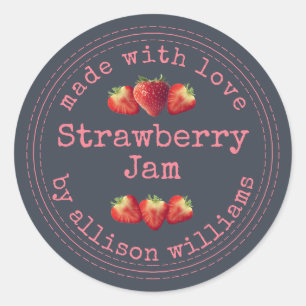 Rustic Homemade Strawberry Jam Classic Round Stick Ronde Sticker