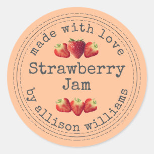 Rustic Homemade Strawberry Jam Peach Sinaasappel Ronde Sticker