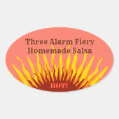 Rustic Homemade Three Alarm Hot Salsa Canning Ovale Sticker (Voorkant)