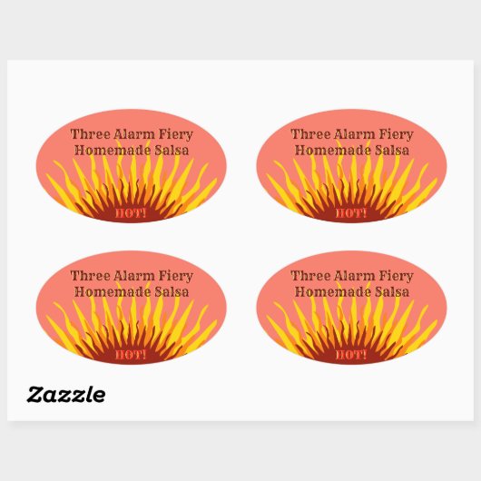 Rustic Homemade Three Alarm Hot Salsa Canning Ovale Sticker (Vel)