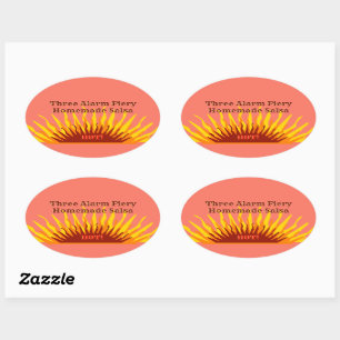 Rustic Homemade Three Alarm Hot Salsa Canning Ovale Sticker