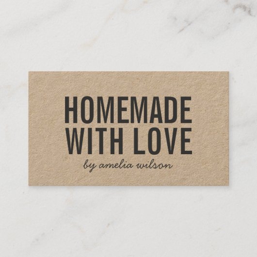 Rustic Homemade With Love Social Media Kraft Visitekaartje (Voorkant)