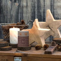 Rustic Homespun Burlap Country Monogram Kandle