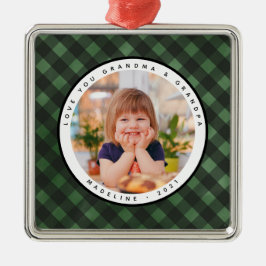 Rustic Homespun Country Foto grootouders Metalen Ornament