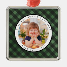 Rustic Homespun Country Photo tante Metal Ornament