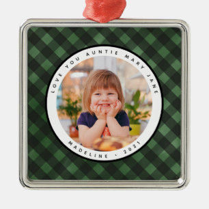 Rustic Homespun Country Photo tante Metal Ornament