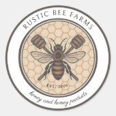 Rustic Honey Bee Beekeeper Apiary Product Ronde Sticker (Voorkant)