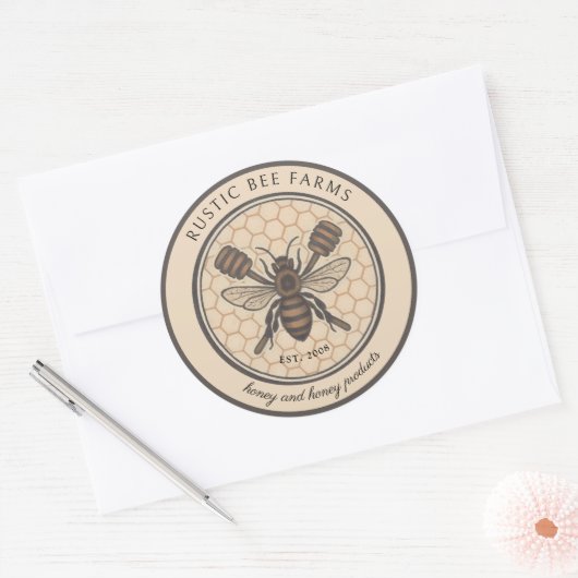 Rustic Honey Bee Beekeeper Apiary Product Ronde Sticker (Envelop)