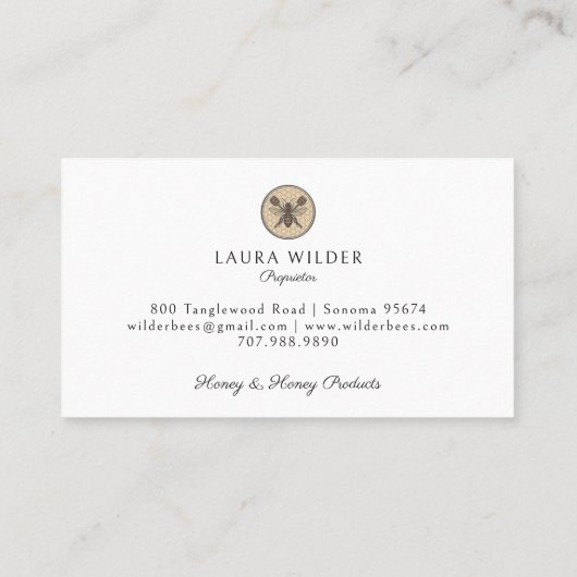 Rustic Honey Bee Beekeeper Apiary Visitekaartje (Achterkant)