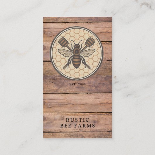 Rustic Honey Bee Beekeeper Apiary Visitekaartje (Voorkant)