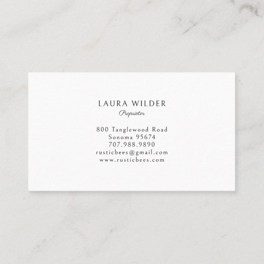 Rustic Honey Bee Beekeeper Apiary Visitekaartje (Achterkant)