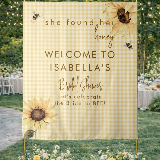 Rustic Honey Bee Bridal Shower Fabric Welcome Sign Wandkleed