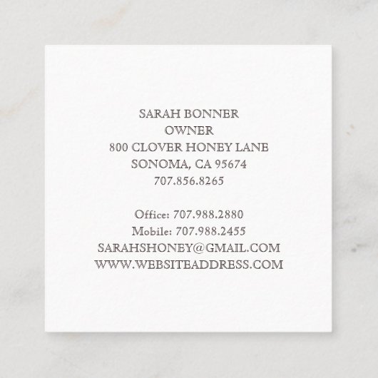 Rustic Honey Bee Yellow Dandelion Visitekaartje (Achterkant)