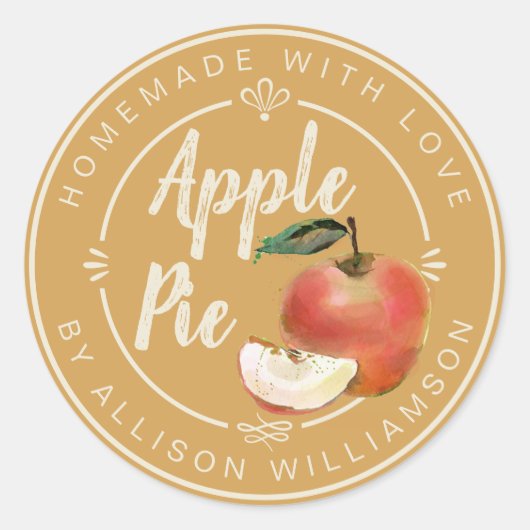 Rustic Honey Gold Homemade Apple Pie Ronde Sticker (Voorkant)