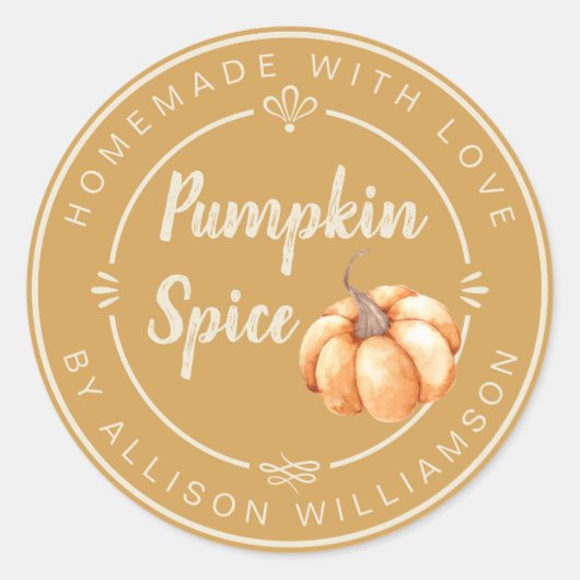 Rustic Honey Gold Pumpkin Spice Homemade Ronde Sticker (Voorkant)