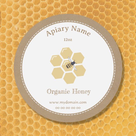 Rustic Honey Jar Label Sticker voor bijentelers
