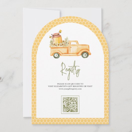 Rustic Honey Jar Sweet als Bee Arch Baby shower Kaart (Achterkant)