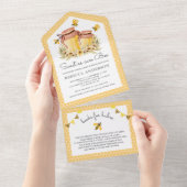 Rustic Honey Jars Sweet as can Bee Baby shower All In One Uitnodiging (Afscheurbaar)