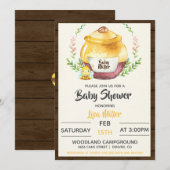 Rustic Honey Pot & Bee Baby shower Kaart (Voorkant / Achterkant)