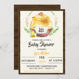 Rustic Honey Pot & Bee Baby shower Kaart