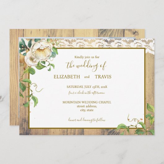 Rustic Honeyed Pine Wedding 2 Kaart (Voorkant / Achterkant)