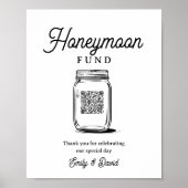 Rustic Honeymoon Fund Jar QR Code Wedding Sign Poster (Voorkant)