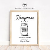 Rustic Honeymoon Fund Jar QR Code Wedding Sign Poster