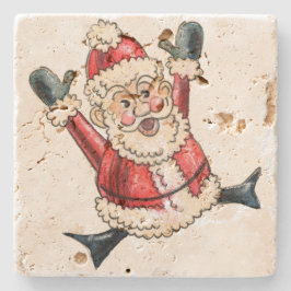 Rustic "Hooray Santa!" Onderzetter