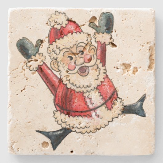 Rustic "Hooray Santa!" Onderzetter (Voorkant)