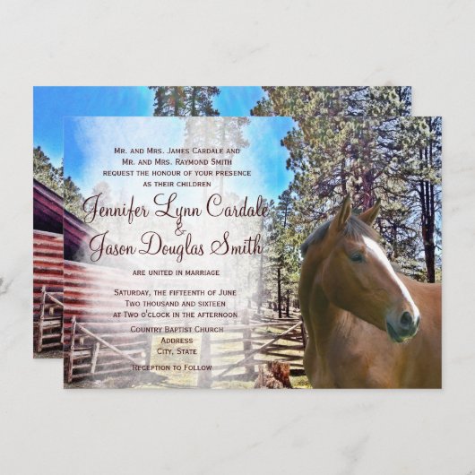 Rustic Horse Barn Corral Wedding Kaart (Voorkant / Achterkant)