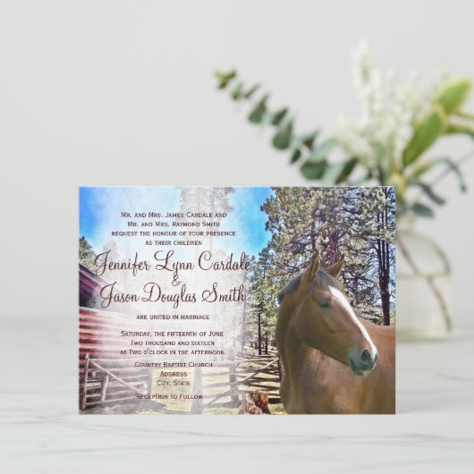 Rustic Horse Barn Corral Wedding Kaart (Staand voorkant)