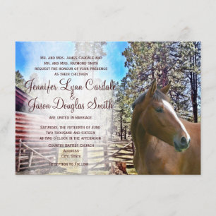 Rustic Horse Barn Corral Wedding Kaart
