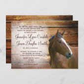 Rustic Horse Barn Wood Wedding Invitations Kaart (Voorkant / Achterkant)