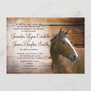 Rustic Horse Barn Wood Wedding Invitations Kaart