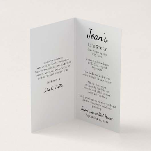 Rustic Horse Bit en Satin begrafenisgebed Visitekaartje (Binnen)