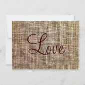 Rustic Horse Burlap print Wedding Invitations Kaart (Achterkant)