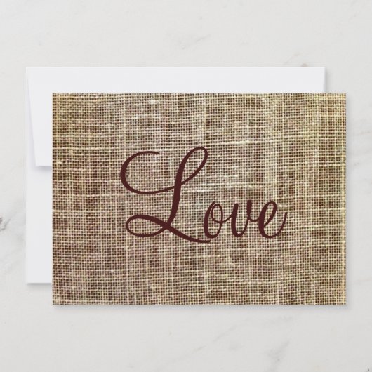 Rustic Horse Burlap print Wedding Invitations Kaart (Achterkant)