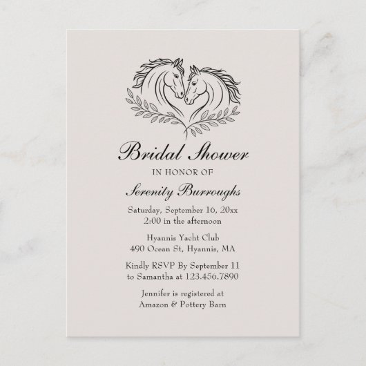 Rustic Horse Country Western Elegant Vrijgezellenf Uitnodiging Briefkaart (Voorkant)