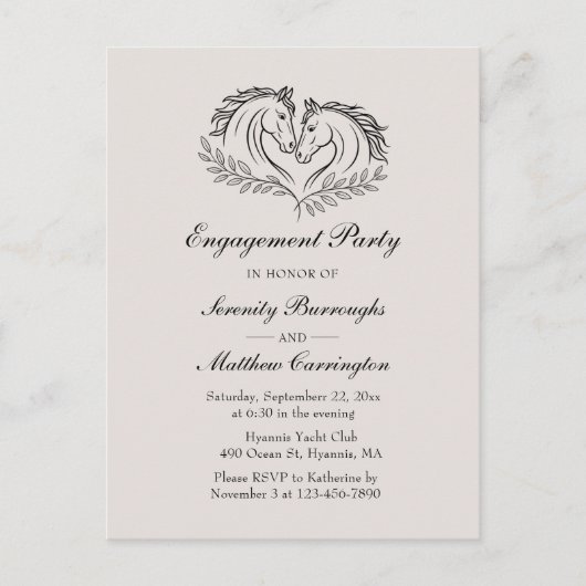 Rustic Horse Country Westerne verlovingsfeest Uitnodiging Briefkaart (Voorkant)