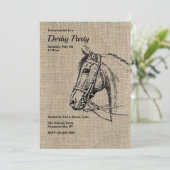 Rustic Horse Derby Party Kaart (Staand voorkant)