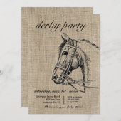 Rustic Horse Derby Party Kaart (Voorkant / Achterkant)