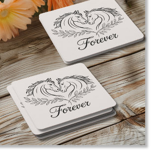 Rustic Horse Equestrian Country Westerne bruiloft Kartonnen Onderzetters