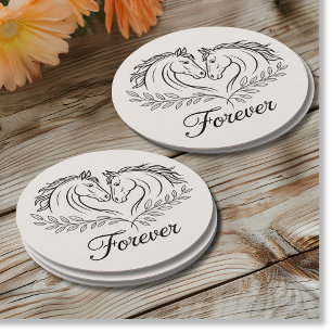 Rustic Horse Equestrian Country Westerne bruiloft Ronde Kartonnen Onderzetter