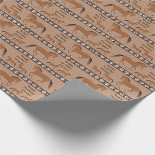 Rustic Horse Faux Leather Birthday Jouw naam toevo Cadeaupapier